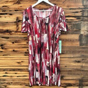 SAMI & JO | NWT Red Paint Stripes Short Sleeve Dress PXL